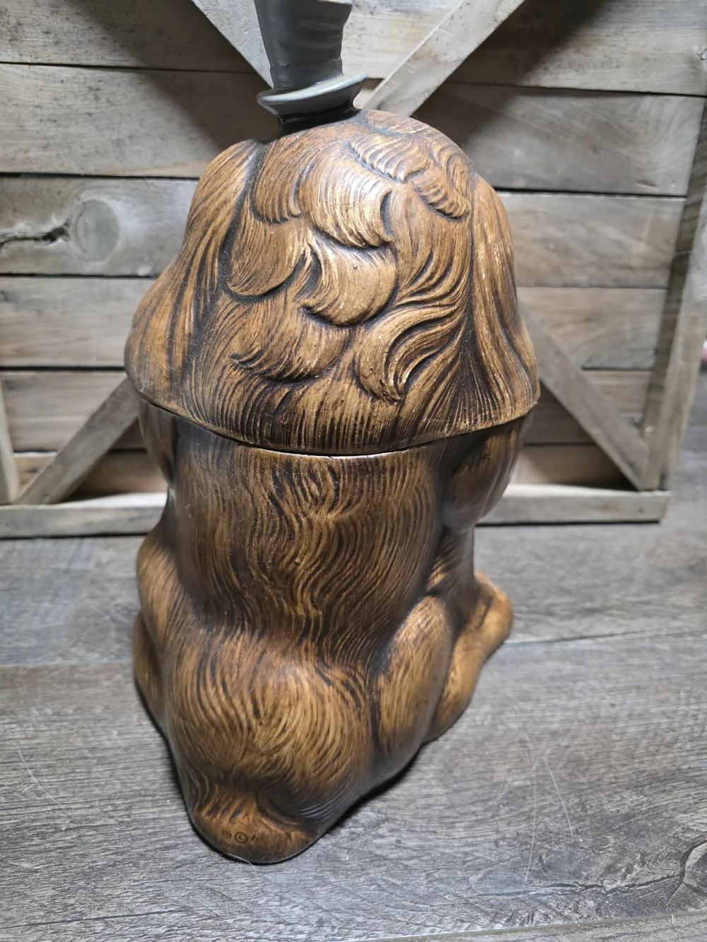 Treasure Craft Brown Dog Cookie Jar with Top Hat - Decorative Pet Treat Canister